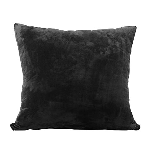 EVOLIVE Soft Micromink Euro Sham Cover Pillowcase Replacement with Zipper Closure (Black, 26"X26")