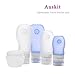 Leak Proof Travel Bottles Set, 4 Refillable TSA Approved Silicone Travel Containers For Liquids with Silicone Cream Jar and Clear EVA Toiletry Case By AusKit