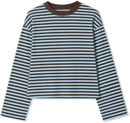Amazon.com: Y2k Womens Striped Tee Shirt Long Sleeve Crop Top Drop