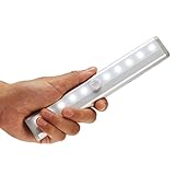 Etrech Stick-on Anywhere Portable 10-LED Wireless Motion Sensing Closet Cabinet LED Night Lights / Wardrobe Light / Stairs Light / Step Light Bar with Magnetic Strip (Battery Operated)