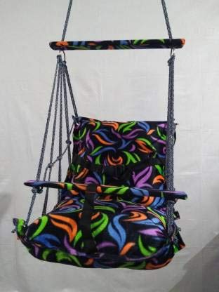 Radhey Preet Baby Soft Velvet Foldable Swing with Safety Belt || 6 Months - 2(24 Months) Year Child || Outdoor/Indoor Swing || Jhula for Babies - (Small, Black Color)