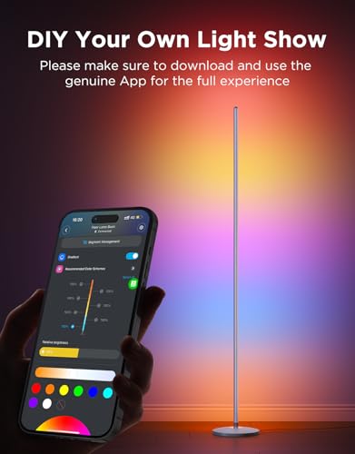 Govee LED Floor Lamp RGBIC, Work with Matter and Alexa, Silver | 61 Scene Modes and 8 Music Sync Modes, Modern Corner Lamp, Dimmable Mood Lighting Ideal for Living Room, Bedroom, 1 Pack