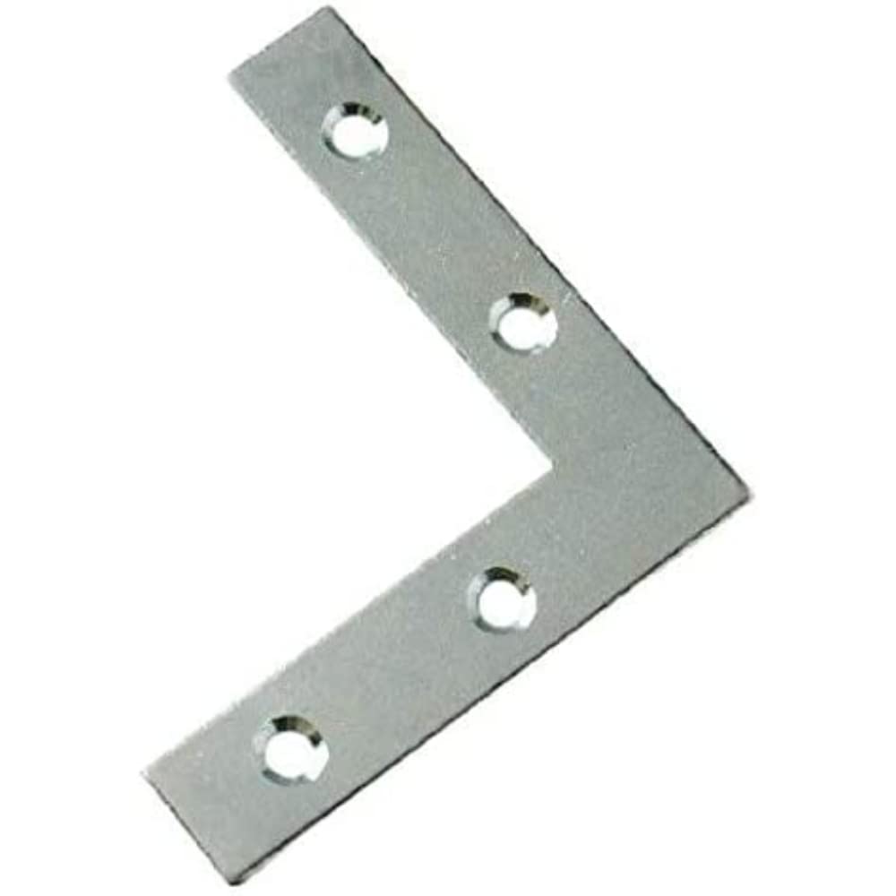 Merriway BH07279 (100 Pcs) Flat Corner Repair Brackets Braces, BZP Steel 75 mm (2 Inch) - Pack of 100 Pieces