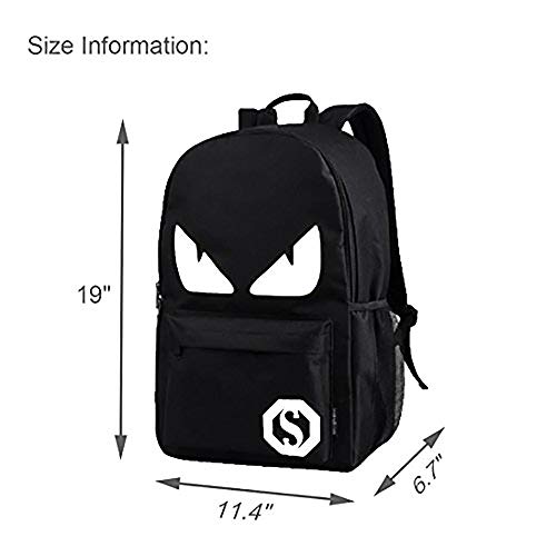 Lmeison Anime Cartoon Luminous Backpack with USB Charger Port and Lock & Pencil Case, Unisex Fashion Black Daypack Shoulder Rucksack Laptop Travel Bag College Bookbag - Thumbnail 6