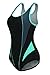 ReliBeauty Womens Hollow Back One Piece Swimsuit (12-14(XX-Large), Black & Blue)