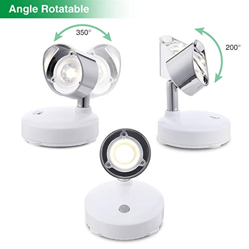 Elfeland LED Closet Lights LED Spotlight Wireless Puck Lights with Remote Battery Operated Accent Lights Dimmable Cabinet Lights with Rotatable Light Head Stick on Anywhere Indoor,Warm White(2 Pack)