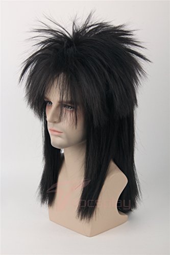 Topcosplay 80S Rocking Dude Wig Fancy Dress Punk Metal Rocker Mullet Style Wig