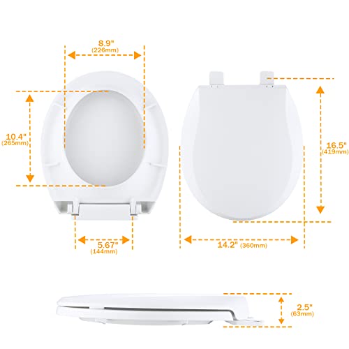 Toilet Seat Round, Slow Soft Close Toilet Seat Will Never Loosen, Easy