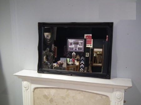 HIGH GLOSS BLACK Shabby Chic Antique Style Rectangular Wall Mirror complete with Premium Quality Pilkington's Glass - Overall Size: 24 inches x 34 inches (60cm x 85cm)