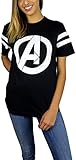 Marvel Womens Avengers Logo Varsity Football Tee Small Black