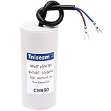 Tnisesm 80uF CBB60 Run Capacitor 450V AC 2 Wires