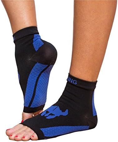 Viking Guards Foot Sleeve Plantar Fasciitis Compression Sock with Optional Heel Cups for Heel Pain - For Men and Women - 1 Pair (Large)