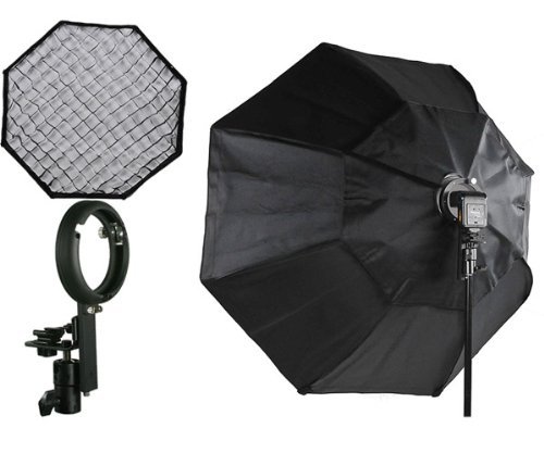 Off Camera Flash Octagon Softbox 37" Octagon Soft Box Studio Photography Honeycomb Grid Softbox with Flash Mounting for Nikon Canon Flashes LBW895GD - Thumbnail 3