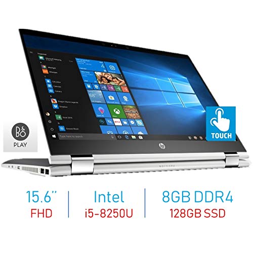 HP Premium X360 15.6” 2-in-1 Touchscreen FHD IPS WLED-Backlit Display Laptop PC (8th Gen Quad-Core Intel i5-8250U (>i7-7500U), Bluetooth, Webcam, 8GB DDR4 RAM, 128GB SSD Windows 10