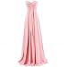 Ouman Sweetheart Bridesmaid Chiffon Prom Dress Long Evening Gown Pink L