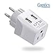 Ceptics Israel, Palestine Travel Adapter Plug with Dual USB - Usa Input - Type H - Ultra Compact - Perfect for Cell Phones, Laptop, Camera Chargers, iWatch, iPhone and More (CTU-14) primary