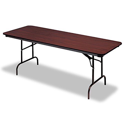 Iceberg ICE55224 Premium Wood Laminate Folding Table with Brown Steel Legs, 30" Length x 72" Width x 29" Height, Mahogany