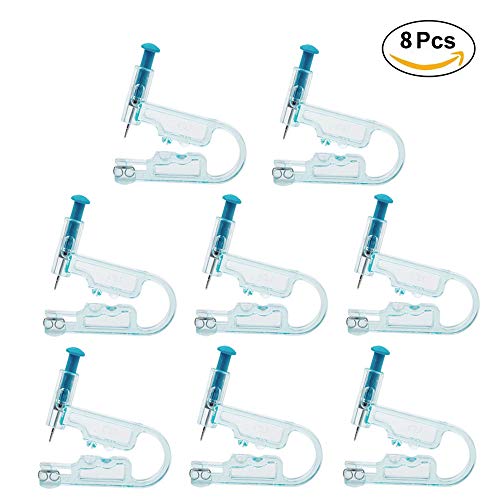 Romlon Ear Piercing Gun, 8pcs disposable Safety Sterile Ear Piercing Gun Unit Tool with Alcohol Pad Asepsis Pierce Kit Blue for Piercing kit Piercing Supplies