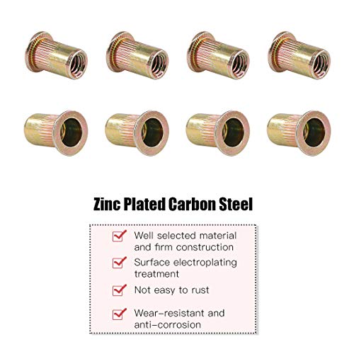 Hilitchi 120 Pcs 1/420 UNC Rivet Nuts Threaded Insert Nut (1/420 UNC