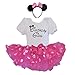 GoForDance Baby Girls Toddler Mouse Ears First 1stBday Birthday Shirt with Polka Dot Tutu Skirt Dress Headband Outfit 3PC (FuchsiaWht-1)