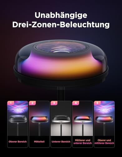 Govee Floor Lamp Living Room Uplighter Wave Lighting RGBICWW, Three-Zone Lighting Floor Lamp, 80+ Scene Modes, 2700-6500K, 1000LM, Compatible with Matter and Alexa, for Living Room, Bedroom