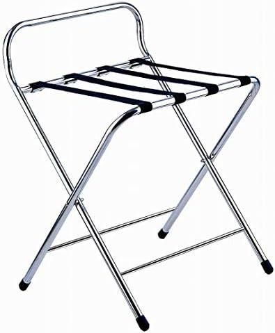 VINN DUNN Folding Luggage Stand Stainless Steel with Back, Nylon Webbing Strap