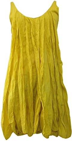 Bonya Women 100% Cotton Tie Dyed Hippies Spaghetti Straps Top (Yellow)
