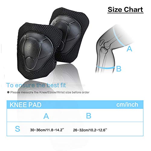 Kids/Youth Knee Pad Elbow Pads Guards Wrist Guards Protective Gear Set for Rollerblade Roller Skates Cycling BMX Bike Skateboard gs Scooter Riding Sports,Toddler for Multi-sports Outdoor（Age3-7）Black - Thumbnail 5