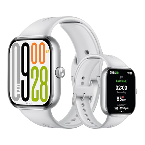 XIAOMI Redmi Watch 5 smartwatch, Sports Fitness Tracker, 53mm AMOLED, 24 days battery life, Bluetooth calling, 150+Sports mode, Heart rate Sleep tracking, 5ATM GPS, Android™ & iOS, Silver Gray