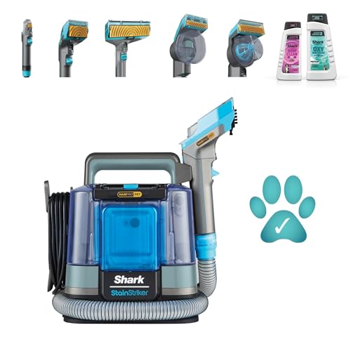Shark StainStriker HairPro Pet Fleckenreiniger, 450 W Saugkraft, Anti-Clog-Tierhaarextraktor, entfernt hartnäckige Flecken & Gerüche, leicht & tragbar, inkl 4 Aufsätze und 2 Reinigungsmittel PX250EUCP
