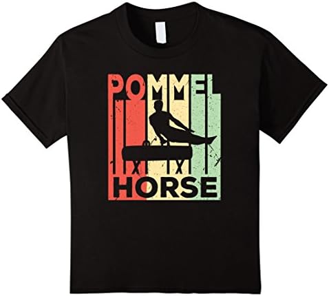 unisex-child Pommel Horse Gymnastics Vintage T Shirt 6 Black