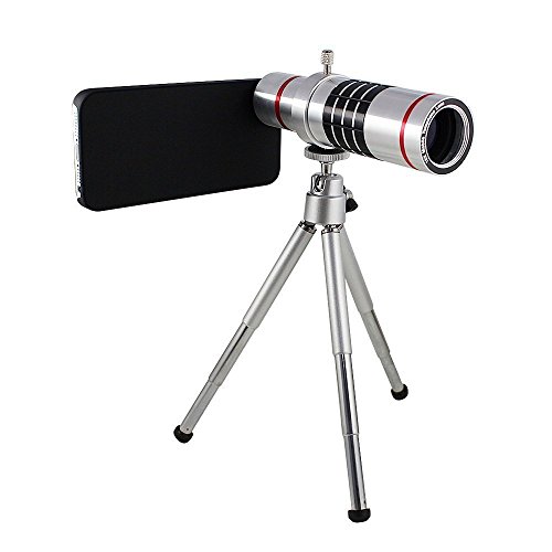 Shopping_Shop2000® 18x Zoom Aluminum Universal Manual Focus Telephoto Telescope Phone Camera Lens Kit + Mini Tripod + Case For iPhone 6 Plus (5.5") (iphone 6 Plus 18x Silver)