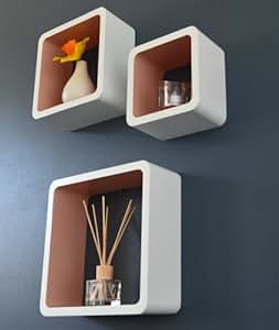 Kit de 3 cubos para salón, estanterías estilo retro 70s en blanco y