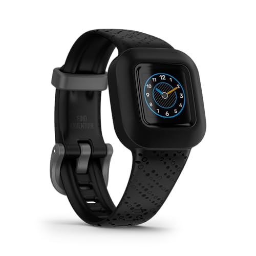 Garmin vívofit jr. 3 – wasserdichter, digitaler Aktivitätstracker für Kinder ab 4 Jahren, Schrittzähler, 1,4 cm Display, Notfallkontakt, bis zu 1 Jahr Batterielaufzeit, Abenteuerwelt & Quiz