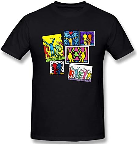 Sallyigueroa Mens Keith Haring Fashion Black T-Shirt with Short Sleeve for Men