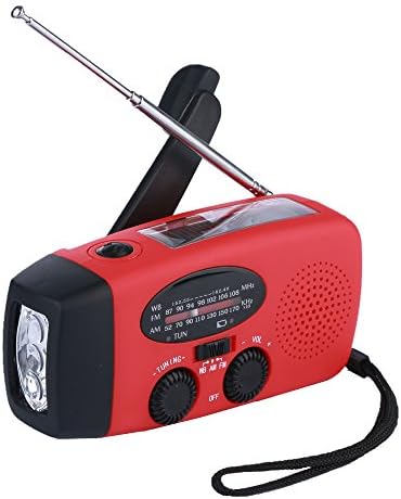 Hhannpro Upgrade Designed Emergency Weather NOAA/AM/FM Radio Solar Hand Crank USB Powered Flashlight,USB Jack Power Bank for Phone