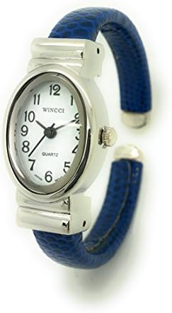 Ladies Small Oval Case Snakeskin Leather Bangle Cuff Fashion Watch White Dial Wincci