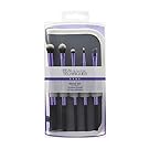 Real Techniques Starter Set Hand Cut Hair Design Makeup Brush Set, Includes: Deluxe Crease, Base Shadow, Accent, Fine Liner, and Accent Brushes and Brush Case/Stand