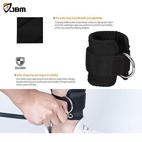 JBM Ankle Straps with D Ring (3 Colors) for Gym Cable Machine Adjustable Thigh Pulley Ankle Cuff Strap for Workout Fitness Weight Lifting Exercise Gym Men