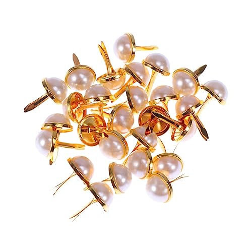 BATHVEVE DIY Pearl Brads Fasteners 100 Pcs 12MM Alloy Decorative Rivets for Clothing Crafting Scrapbooking Jewelry Making Supplies