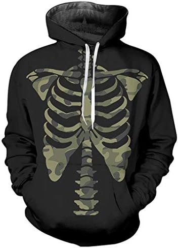 Takra Gold Mens Printed Skull Hoodie Sweatshirt Long Sleeve Pullover
