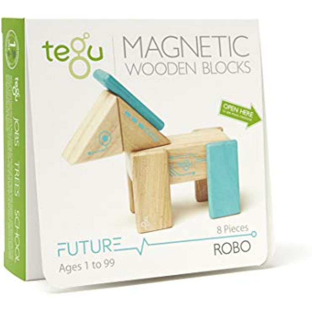 tegu robo magnetic wooden block set