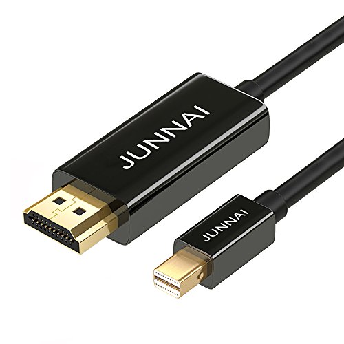 Mini DP to HDMI Cable JUNNAI - 6.6ft Gold Plated Mini DisplayPort to HDMI Adapter Cable - Thunderbolt Port Compatible