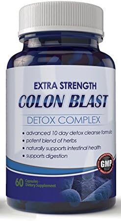 Extra Strength Colon Blast 10 Day Detox Complex: Natural Detox Cleanser with Echinacea, Garlic, Zinc &amp; More 60 Capsules