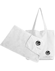 Hairworthy Hairembrace Microfiber Hair Towel. 22 x 39 inches Premium Quality, Super Absorbent Towel Perfect for Curly, Straight and Wavy Frizz-Free Styling. White Tote Bag Included.