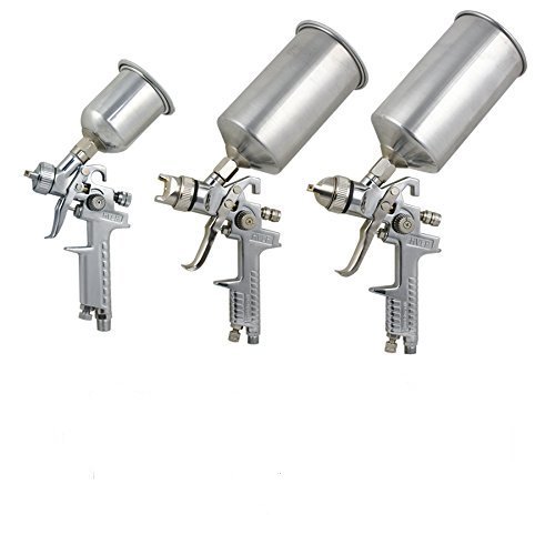 Super-Deal-Set-of-3-HVLP-Stainless-steel-Auto-Paint-Gravity-Feed-Airbrush-Air-Spray-Gun-Kit-with-Cups-Air-Regulator-Maintenance-w-Free-Carrying-Case