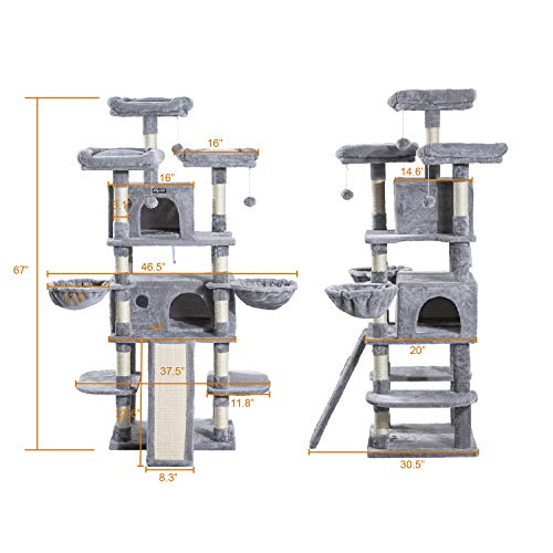 Amolife Heavy Duty 68 Inch MultiLevel Cat Tree, King/XLarge Size Cat