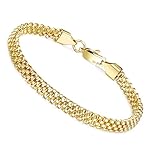 LOYALLOOK Stainless Steel Mesh Chain Bracelets for Women Gold Tone 7