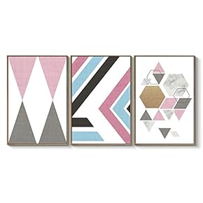 Framed Canvas Wall Art for Living Room, Bedroom Abstract Geometric Canvas Prints for Home Decoration Ready to Hanging - 16"x24"x3 Panels