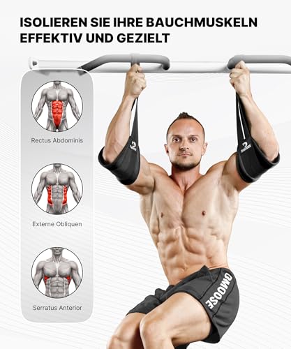DMoose Fitness Hanging Abdominal Straps for Pull-Up Bar & Core Strength Training - Thick Padded Arm Strap for Abdominal Swing with 2 Rustproof Carabiners - Pull-Up Straps for Abdominal Training